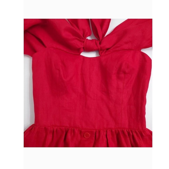Reformation Barrington linen midi dress size 0 red romantic summer - Picture 5 of 8